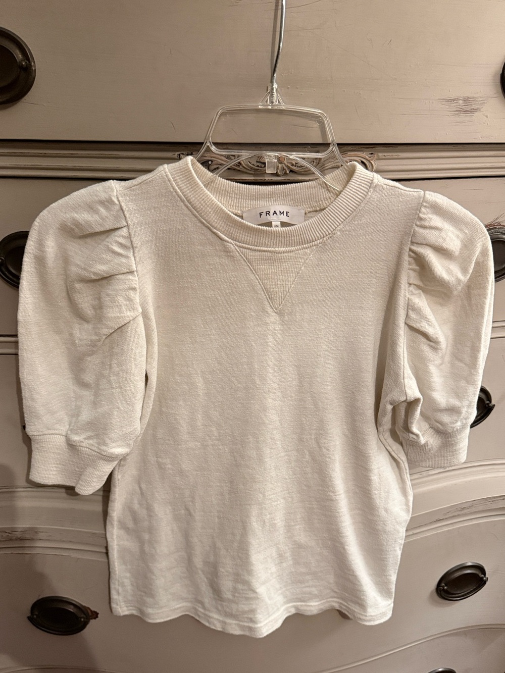 FRAME Puff Sleeve Cotton Sweatshirt/Tee Shirt XS - Picture 4 of 10
